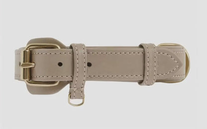 Leder Halsband Lanze Beige